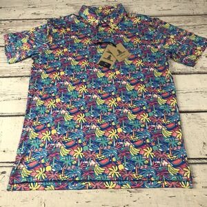 New‎ Chubbies Polo Shirt Mens Small Multicolor Performance 2.0 Tropical Bunch